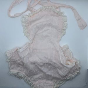 EUC Vintage Blush Pink Baby Snugs Bubble Ruffle Romper